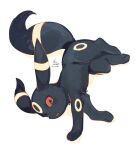  :o absurdres animal_focus black_eyes black_fur colored_sclera hideko_(l33l3b) highres lying no_humans on_side open_mouth pokemon pokemon_(creature) red_eyes red_sclera signature simple_background solo twitter_username umbreon white_background 