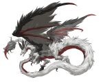  animal_focus body_fur claws commission dragon feathered_wings from_side full_body fur-tipped_tail highres horns monster multiple_horns no_humans open_mouth original scar scar_across_eye simple_background solo white_background white_fur wings xiaopizi32439 yellow_eyes 