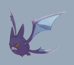  bat_(animal) bat_wings blue_background clenched_teeth colored_sclera commentary crobat flying hideko_(l33l3b) highres pokemon pokemon_(creature) red_eyes simple_background solo teeth wings yellow_sclera 