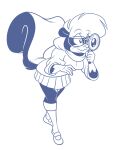  anthro bottomwear clothing cosplay cr eyewear female glasses hanna-barbera knee_highs legwear magnifying_glass mammal mephitid sabrina_(sabrina_online) sabrina_online scooby-doo_(series) skirt skunk_tail solo sweater topwear velma_dinkley webcomic 