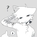  ambiguous_gender anthro blood bodily_fluids domestic_cat duo felid feline felis gore grey_background mammal question_mark self_harm self_harm_scars simple_background zhaobuzhaobeiii 