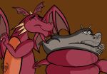  anthro butt butt_kiss claws common_hippopotamus cooper31 dragon dragon_(shrek) dreamworks duo eyes_closed female feral gloria_the_hippopotamus hippopotamid lips lipstick looking_at_viewer madagascar_(series) makeup mammal membrane_(anatomy) membranous_wings red_body red_scales scales scalie shrek_(series) spikes western_dragon wings 