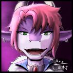  ambiguous_gender anthro arc_rose collar dragon ear_piercing ear_ring headshot_portrait horn icon looking_at_viewer open_mouth open_smile piercing portrait ring_piercing smile 