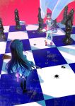  2girls absurdres akemi_homura black_footwear black_hair black_hairband board_game boots bow_(weapon) bullet_hole chess chess_piece chessboard chinese_commentary commentary_request dress foreshortening frilled_dress frilled_sleeves frilled_socks frills from_above gloves gun hairband hand_on_another&#039;s_head highres holding holding_bow_(weapon) holding_gun holding_weapon kaname_madoka kneehighs kyubey long_hair magical_girl mahou_shoujo_madoka_magica mahou_shoujo_madoka_magica_(anime) multiple_girls out_of_frame picking_up pink_background pink_dress pink_eyes pink_hair puffy_short_sleeves puffy_sleeves red_footwear rifle san_wu_mao_liang shoes short_hair short_sleeves size_difference skirt socks standing thigh_boots weapon white_gloves white_skirt white_socks 