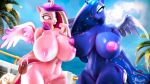  3d_(artwork) absurd_res anthro areola big_breasts biped breasts digital_media_(artwork) duo equid equine female female/female friendship_is_magic genitals hasbro hi_res horn huge_breasts mammal my_little_pony nipples princess_cadance_(mlp) princess_luna_(mlp) pussy thick_thighs whiteskyline wings 