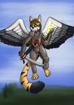  angel armor fantasy felid felinelux flying fur furryart hasbro magic magic:_the_gathering mammal melee_weapon minime_jones orange_body orange_eyes orange_fur pantherine sword tiger weapon wings wizards_of_the_coast 