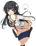  bad_id bad_pixiv_id black_hair blue_eyes bra bread earbuds earphones earphones_removed food food_in_mouth hair_ornament highres late_for_school legs lingerie long_hair mouth_hold open_clothes open_shirt panties panty_pull sahare saten_ruiko school_uniform shirt skirt socks solo to_aru_kagaku_no_railgun to_aru_majutsu_no_index toast toast_in_mouth underwear 