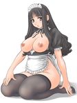  bb big_ass blush breasts covering cute highres hips large_breasts legwear maid nipples no_bra no_panties open_clothes open_shirt orange_brand plump revealing_clothes shirt sitting stockings thick_thighs thighhighs thighs wide_hips 