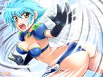  ass blue_hair dha gloves loincloth ocarina_(violinist_of_hameln) solo violinist_of_hameln wings yellow_eyes 