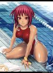  competition_swimsuit large_breasts murasaki shiny short_hair swimsuit wet 