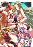  4girls amane_inaba animal_ears ass bikini blonde_hair blue_eyes blue_hair breasts brown_hair chaos_rail china_dress chinese_clothes covered_nipples crossover double_bun dress fingerless_gloves fox_ears gloves huge_breasts large_breasts legs long_hair midriff multiple_girls navel neige_hausen no_panties pointy_ears ponytail red_eyes see-through sharlie_lunoille sideboob super_robot_wars super_robot_wars_neo super_robot_wars_og_saga_mugen_no_frontier swimsuit thighs uchiuchi_keyaki xiaomu 
