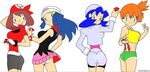  4girls ass blue_hair brown_hair multiple_girls nintendo panties pokemon smile underwear 