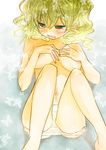  bad_id bad_pixiv_id barefoot blonde_hair blush breasts bug butterfly embarrassed face green_eyes hands insect large_breasts nipples panties solo suwaru tears umineko_no_naku_koro_ni underwear ushiromiya_jessica 