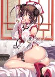  ammunition_belt brown_hair chinese_clothes large_breasts medic panties stethoscope vaccine 
