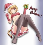  bad_id bad_pixiv_id blonde_hair breasts christmas fangdan_runiu highres kemonomimi_mode legs medium_breasts panties santa_costume short_hair solo tail thighhighs tiger_tail toramaru_shou touhou underboob underwear yellow_eyes 