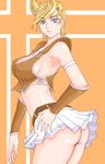  acid_(acid-field) armpits ass bad_id bad_pixiv_id blonde_hair blue_eyes breasts copyright_request covered_nipples gauntlets large_breasts midriff miniskirt panties pleated_skirt sideboob skirt solo underwear upskirt white_panties 