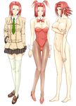  amiba48 animal_ears ashford_academy_uniform bad_id bad_pixiv_id blue_eyes breasts bunny_ears bunnysuit chart cleavage code_geass costume_chart headband highres kallen_stadtfeld large_breasts legs leotard nipples nude pantyhose red_hair red_leotard school_uniform short_hair thighhighs 