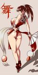  ass breasts brown_hair fatal_fury large_breasts legs long_hair panties pelvic_curtain ponytail revealing_clothes saruanu shiranui_mai sideboob solo the_king_of_fighters thong underwear 