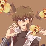  blue_eyes blush brown_hair food kaiba_seto male_focus oden sexually_suggestive solo yuu-gi-ou yuu-gi-ou_duel_monsters 