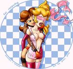  2girls ayvuir-blue blindfold nintendo princess_daisy princess_peach super_mario yuri 