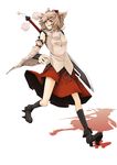  animal_ears detached_sleeves geta hat inubashiri_momiji mazuka_kei red_eyes short_hair silver_hair solo sword tokin_hat touhou weapon wolf_ears 