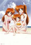  3girls blue_eyes brown_hair mahou_shoujo_lyrical_nanoha mahou_shoujo_lyrical_nanoha_strikers multiple_girls swimsuit tagme takamachi_nanoha 