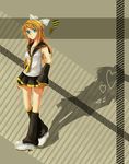  alternate_hair_length alternate_hairstyle blonde_hair heart kagamine_rin long_hair pleated_skirt skirt solo ui_(rot) vocaloid 