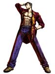  1boy abs bloody_roar glaring hand_in_pocket highres looking_at_viewer male male_focus muscle official_art shen_long solo 