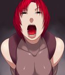  breasts cleavage collarbone dino_crisis large_breasts open_mouth red_hair regina sawao short_hair solo 