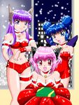  3girls animal_ears breasts christmas cleavage multiple_girls santa santa_costume smile tokyo_mew_mew wings 
