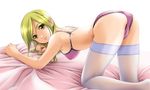  all_fours arched_back ass bad_id bad_pixiv_id blonde_hair bra breasts copyright_request from_behind lingerie long_hair looking_back medium_breasts panties solo syusendow thighhighs underwear underwear_only yellow_eyes 