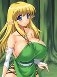  bad_id bad_pixiv_id bare_shoulders blonde_hair blue_eyes breasts cleavage elf halterneck huge_breasts long_hair naru_(kuma) pointy_ears sideboob solo tiffania_westwood zero_no_tsukaima 