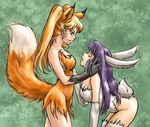  animal_ears asuka_kureru blonde_hair breasts bunny_ears bunny_girl couple fox fox_ears fox_tail foxgirl furry hyuuga_hinata kitsune kyuubi kyuubi_(naruto) large_breasts long_hair multiple_girls multiple_tails naruko naruto purple_eyes purple_hair tail uzumaki_naruto yuri 