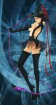  alternate_costume ass bare_shoulders bayonetta bayonetta_(character) black_hair black_legwear blue_eyes boots breasts eyeshadow glasses hat high_heels highres legs long_hair makeup medium_breasts mole mole_under_mouth opiu shoes sideboob snake solo thigh_boots thighhighs whip witch_hat 