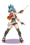  bad_id bad_pixiv_id bike_shorts blue_hair cameltoe capture_styler fingerless_gloves full_body gloves headband hinata_(pokemon) holster jacket pokemon pokemon_ranger pokemon_ranger_uniform red_eyes ryunryun shadow shoes simple_background sneakers solo standing thighhighs white_background 