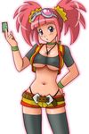  blush breasts choker cleavage dinosaur_king goggles jewelry large_breasts navel necklace pink_hair purple_eyes short_shorts shorts solo tatsuno_malm thighhighs tsumitani_daisuke twintails underboob vest 