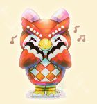  ambiguous_gender avian bird boocat_(artist) celeste_(animal_crossing) claws eyelashes eyes_closed feathers musical_note owl pink_feathers simple_background toe_claws watermark 