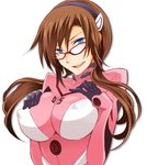  :d aoi_remi bad_id bad_pixiv_id bangs blue_eyes bodysuit breast_suppress breasts brown_hair covered_nipples evangelion:_2.0_you_can_(not)_advance glasses gloves hair_over_shoulder hairband impossible_bodysuit impossible_clothes large_breasts long_hair looking_at_viewer low_twintails makinami_mari_illustrious naughty_face neon_genesis_evangelion number open_mouth pilot_suit pink_bodysuit plugsuit puffy_nipples rebuild_of_evangelion red-framed_eyewear simple_background skin_tight smile solo turtleneck twintails upper_body white_background 