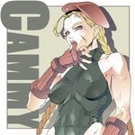  bad_id bad_pixiv_id beret black_leotard blonde_hair blue_eyes braid breasts cammy_white fingerless_gloves gloves hands hat large_breasts leotard long_hair muscle nipples pierre_norano ponytail solo street_fighter twin_braids 