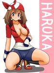  blush breasts brown_hair cameltoe cleavage haruka_(pokemon) highres nipples pokemon smile tsumitani_daisuke 