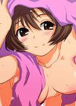  blush brown_eyes brown_hair nagaoka_shiho nude out-of-frame_censoring sakaki_imasato short_hair smile solo to_heart towel wet 