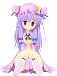  amaa_(chou_dennou_jidai) bad_id bad_pixiv_id breasts cleavage hat long_hair medium_breasts no_bra open_clothes open_robe patchouli_knowledge purple_eyes purple_hair robe solo touhou 