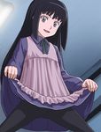  black_eyes black_hair haruyama_kazunori kaidan_restaurant pantyhose sakuma_reiko skirt skirt_lift solo spread_legs upskirt 