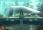  aquarium arapaima bag barefoot checkered checkered_floor feet fish flat_chest kizaki legs nude original solo 