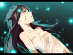  aqua_eyes bad_id bad_pixiv_id banned_artist bare_shoulders black_hair blood flat_chest letterboxed long_hair saya saya_no_uta solo viola_(seed) 