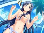  ? areolae bikini blue_eyes blue_hair blue_sarong breasts cloud day game_cg koutaro large_breasts long_hair navel nipples print_sarong saotome_nagi sarong sky solo swimsuit torn_clothes torn_sarong torn_swimsuit tree tropical_kiss very_long_hair wardrobe_malfunction window 