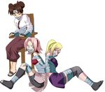  bad_deviantart_id bad_id bdsm blonde_hair blue_eyes bondage bound bound_together brown_eyes brown_hair chair daikinbakuju gag gagged green_eyes haruno_sakura improvised_gag multiple_girls naruto naruto_(series) pink_hair short_hair sitting tape tape_bondage tape_gag tenten yamanaka_ino 