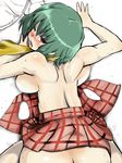  ascot back backboob bad_id bad_pixiv_id bangs blush body_blush breast_press breast_rest breasts clothes_removed crying doggystyle from_above green_hair hyudora kazami_yuuka large_breasts looking_at_viewer looking_back miniskirt no_panties nose_blush one_eye_closed open_mouth plaid plaid_skirt plaid_vest pov red_eyes saliva saliva_trail sex shiny shiny_hair shiny_skin shirt short_hair shoulder_blades sideboob skirt skirt_lift skirt_set solo_focus streaming_tears sweat tears top-down_bottom-up topless touhou untied vest white_background wince 
