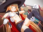  angry blonde_hair blush breast_grab breasts grabbing hat panties underwear upskirt witch witch_hat yellow_eyes 