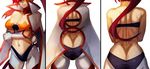  ass back bandeau bikini_top breasts cape covered_nipples dimples_of_venus gloves kinggainer large_breasts long_hair multiple_views pants ponytail red_hair smile space_yoko strapless sunglasses tengen_toppa_gurren_lagann tubetop turnaround variations yoko_littner 